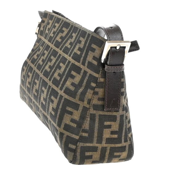 FENDI Logo Zucca Pattern Shoulder Hand Bag Canvas Leather Brown Gold - Picture 4 of 16